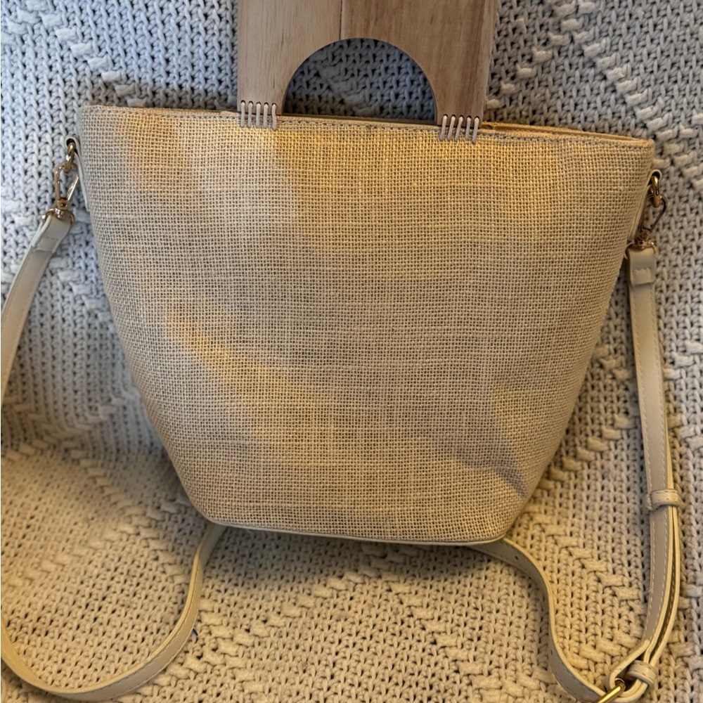 Antik Kraft Tan and Cream Satchel with Textured Fabric
